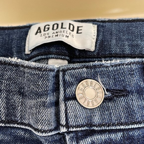 AGOLDE Sophie Crop Mid Wash Distressed Jeans Sz 26 - Picture 5 of 16